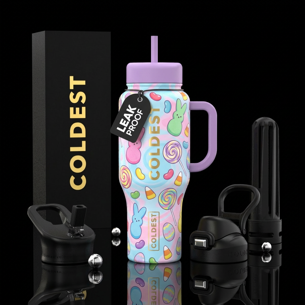 whimsical, easter, candy water bottle design