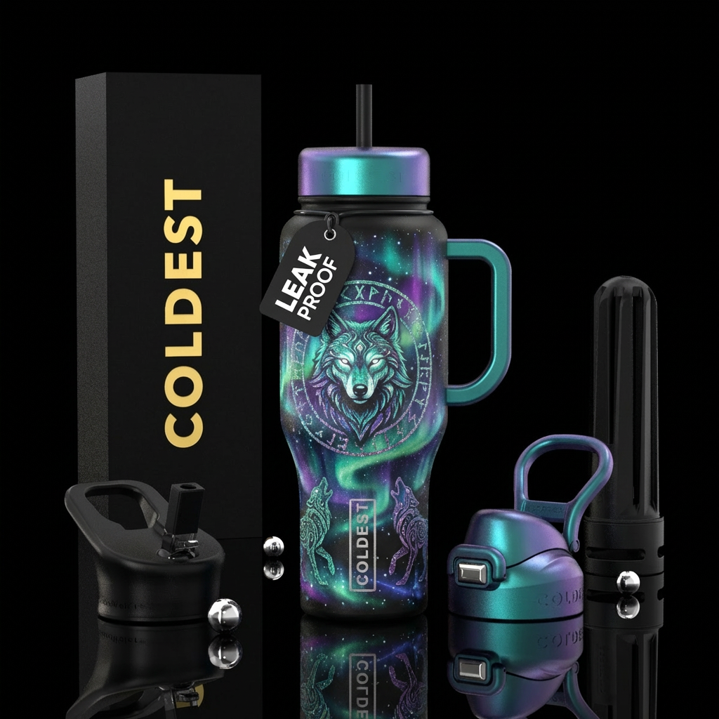 sparkly, ancient,, magical, folklore, northern lig... water bottle design