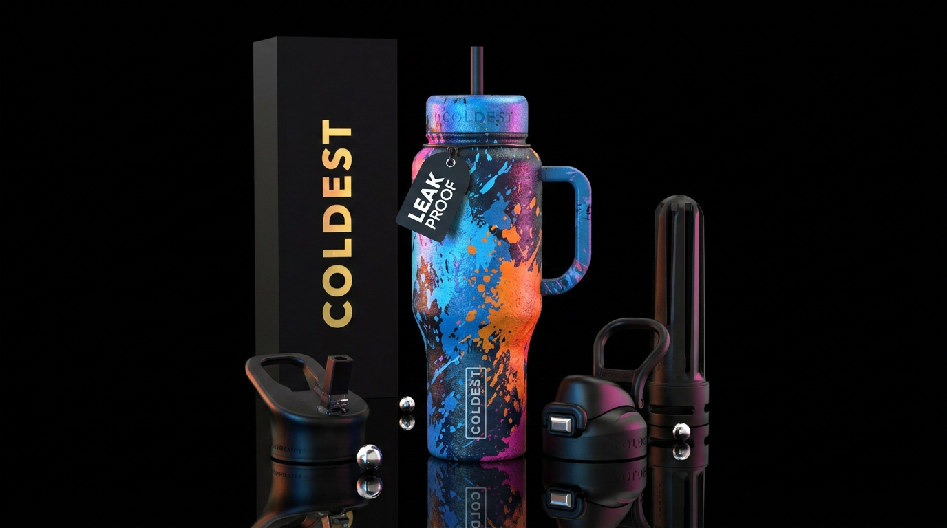 rugged, painted water bottle design