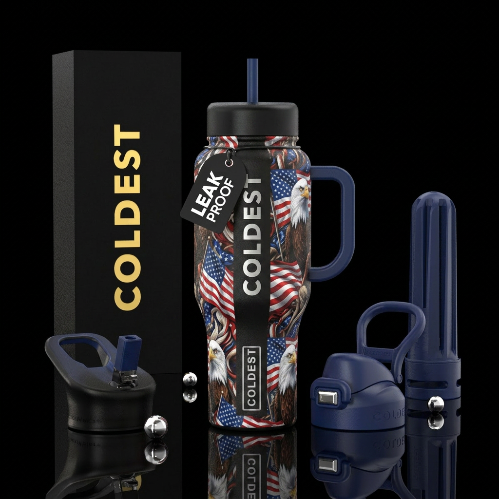 realism, patriotic water bottle design