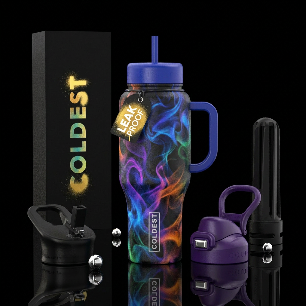 modern, swirls, smoke, spray painted water bottle design