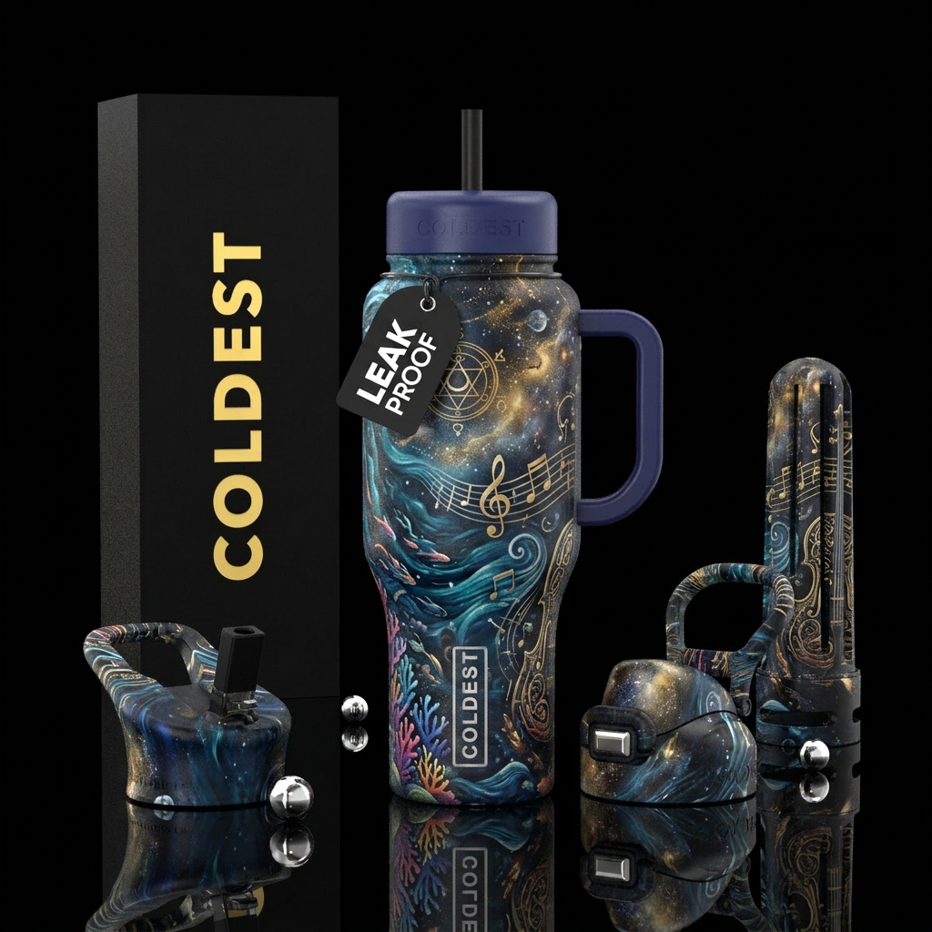 ocean, magic, music water bottle design