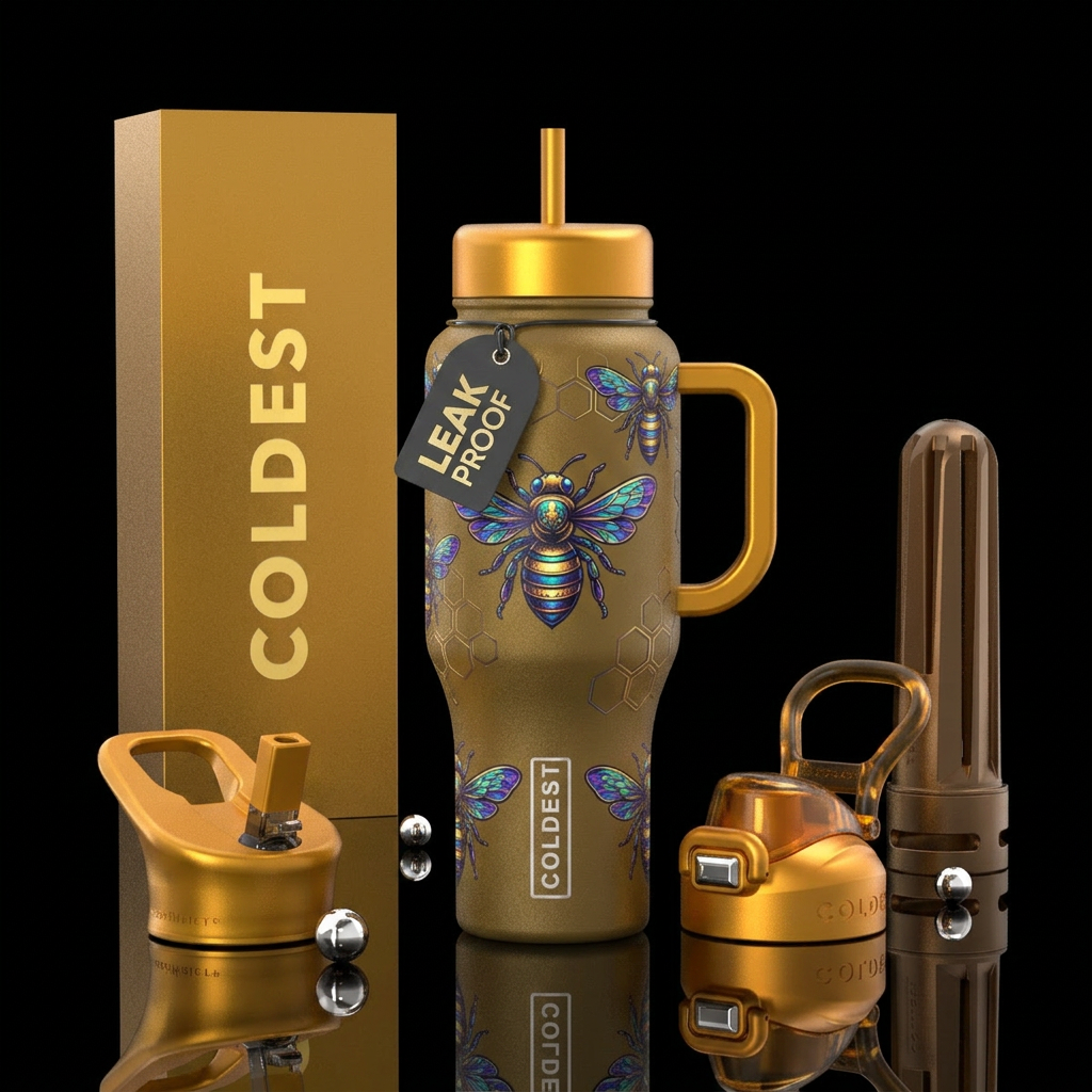 modern, bee water bottle design