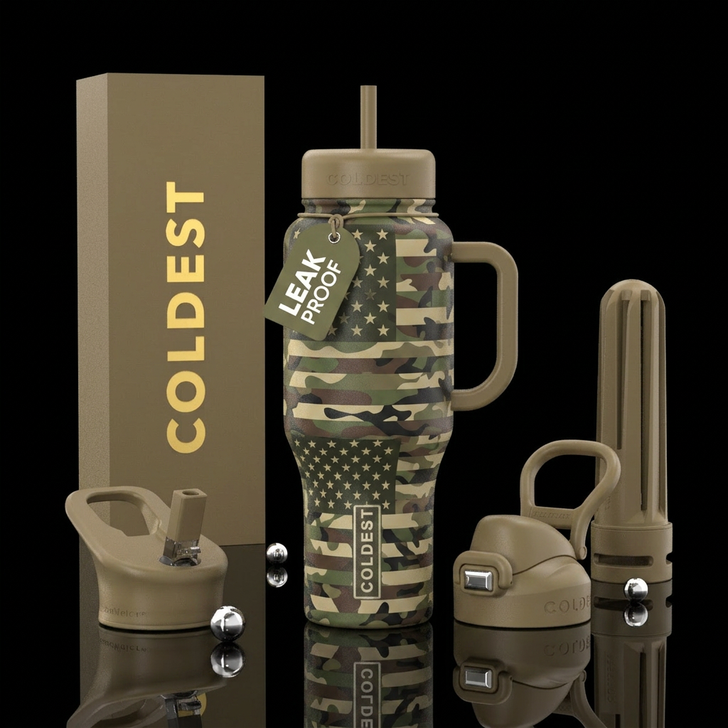 camo , American flag water bottle design