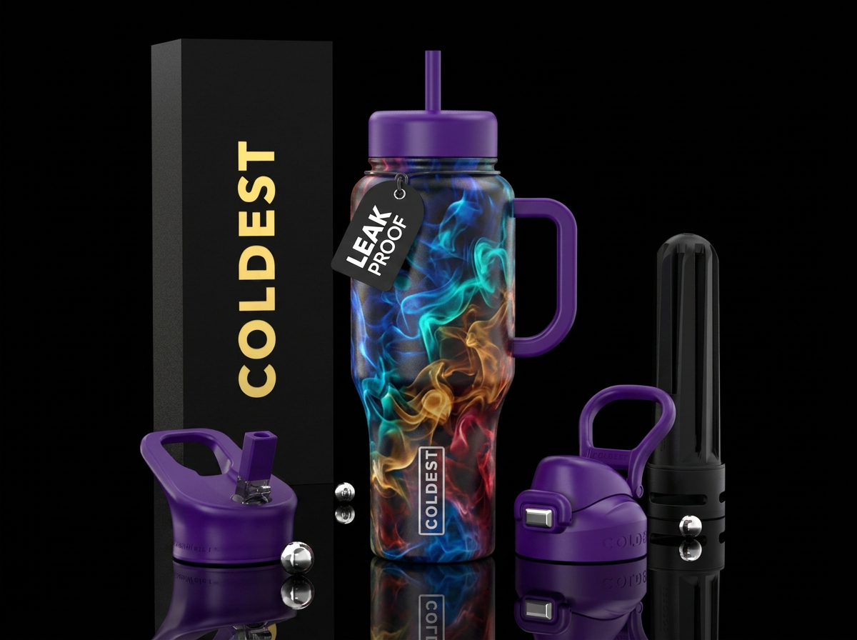 smoke, watercolor, swirls water bottle design
