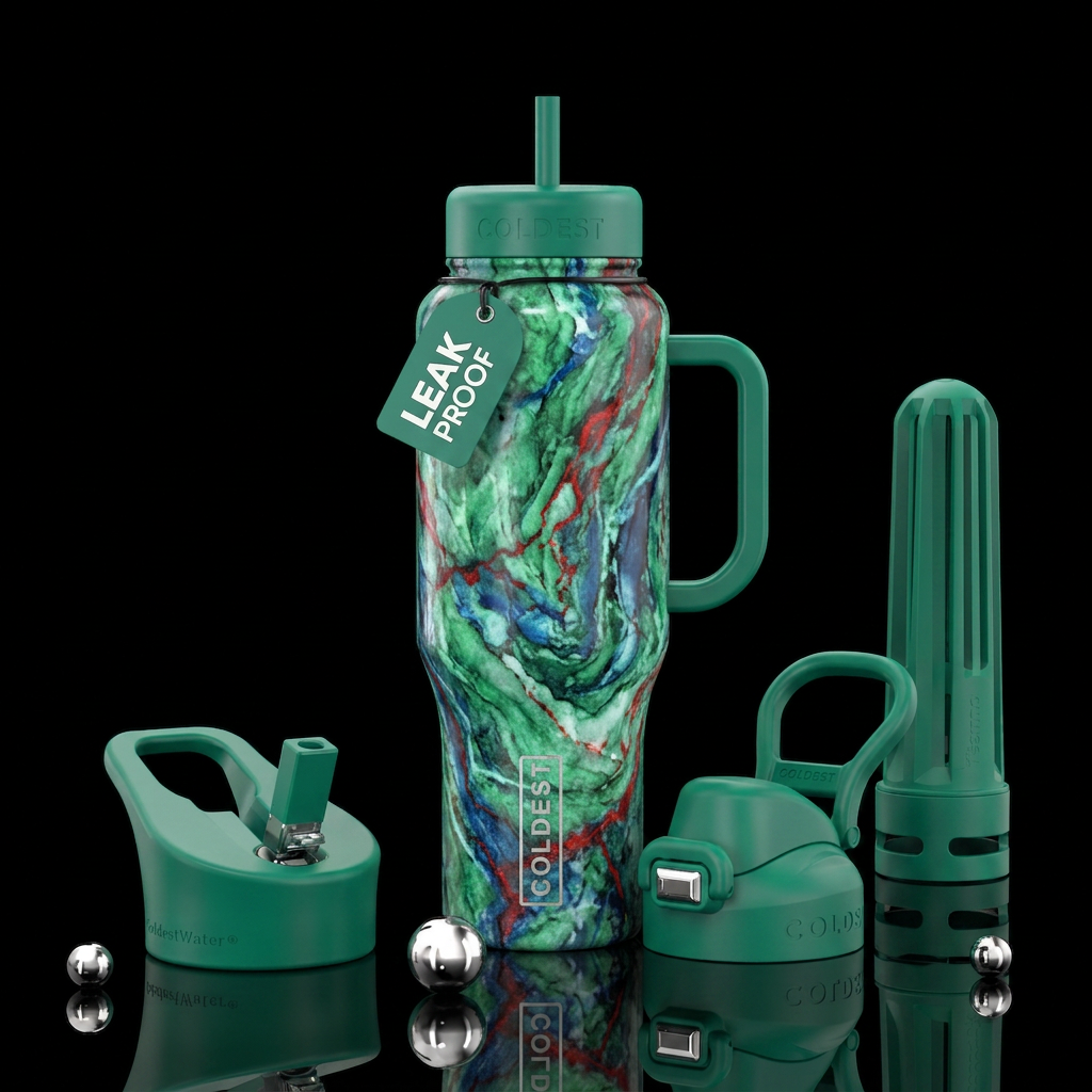 green,blue,red,marble water bottle design