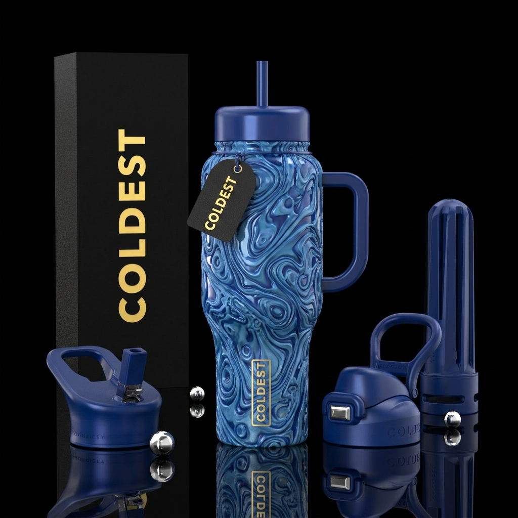 Blue ivory water bottle design