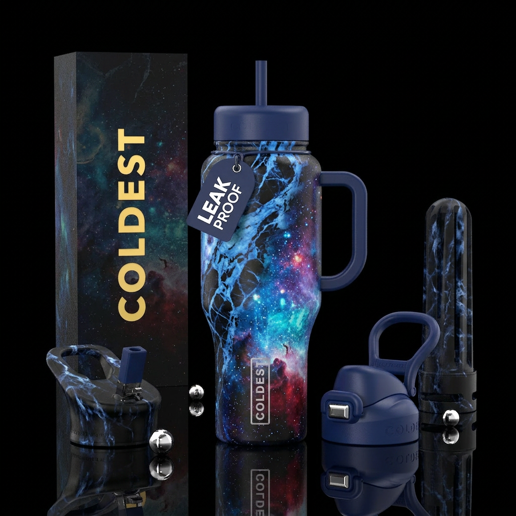galaxy, marble water bottle design