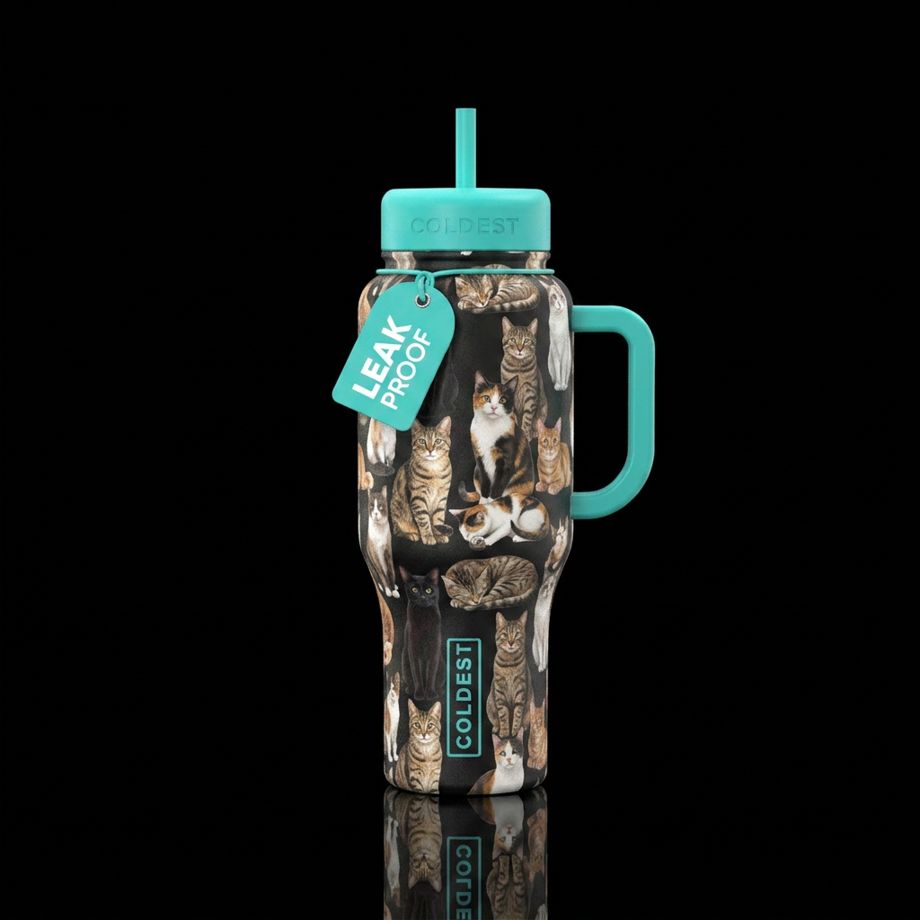 Cats cats and more cats, big ones, little ones, water bottle design