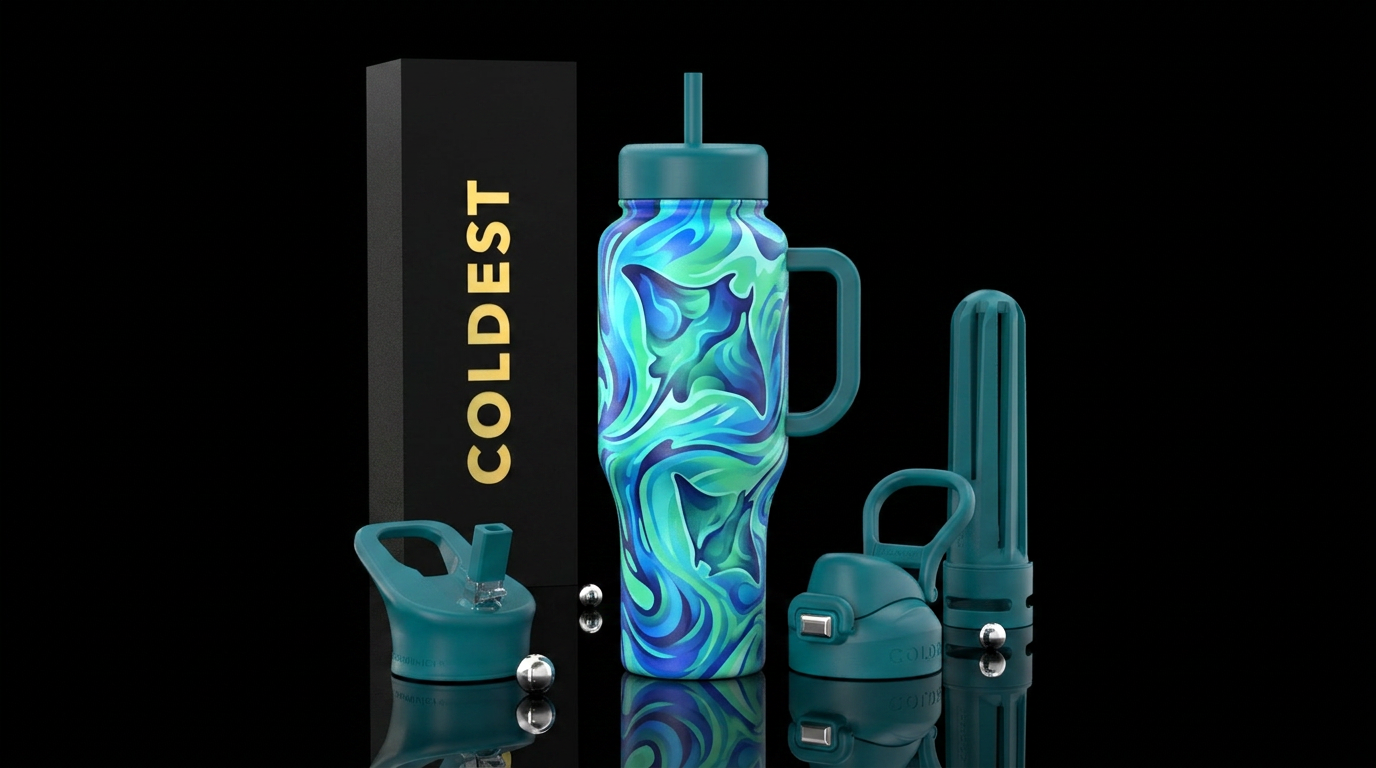 , abstract, stingray water bottle design