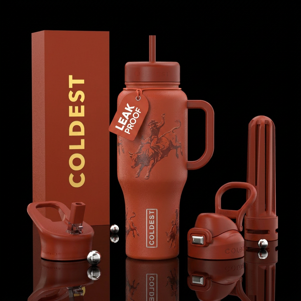 bull riding water bottle design