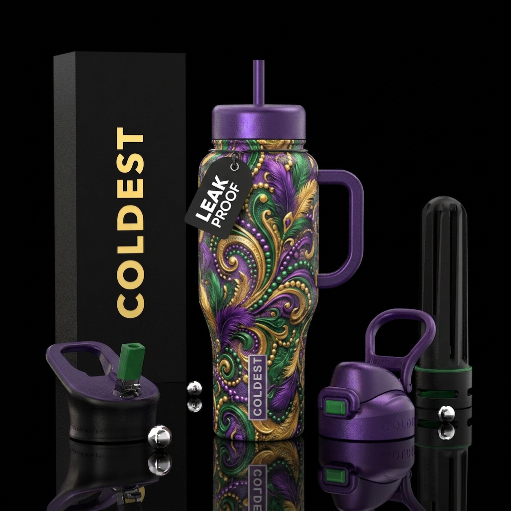 mardi gras water bottle design