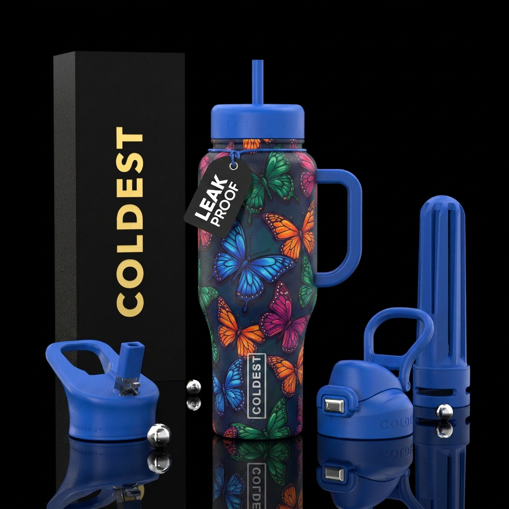 cartoon, butterfly water bottle design