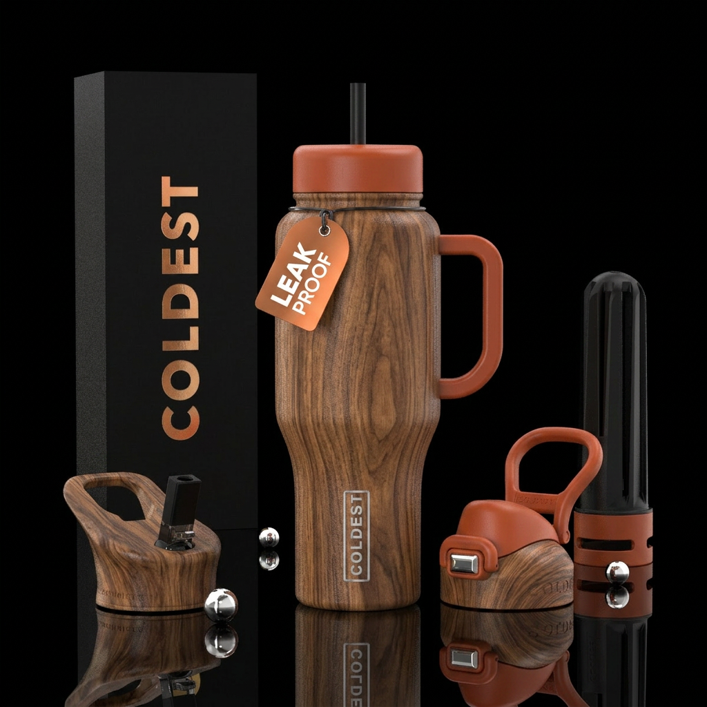 wood grain water bottle design