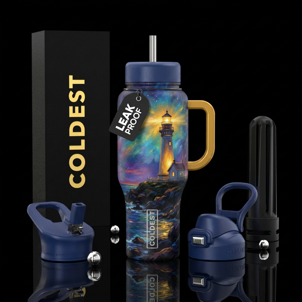 Glowie lighthouse water bottle design