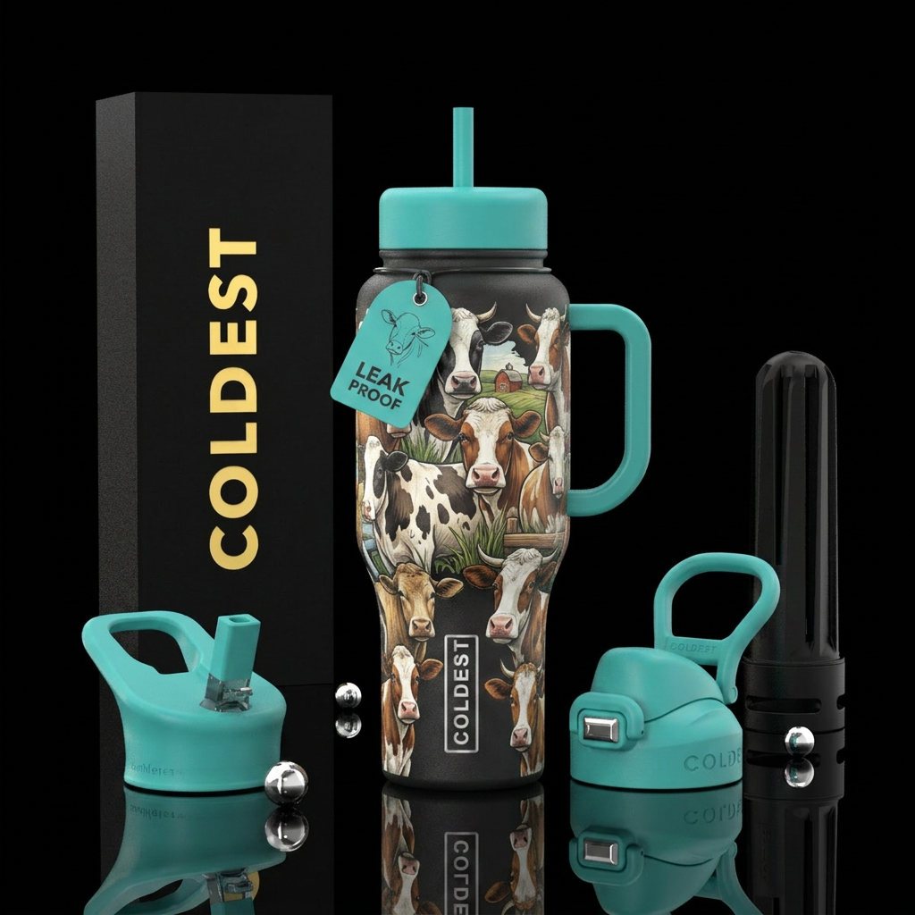 Cows water bottle design