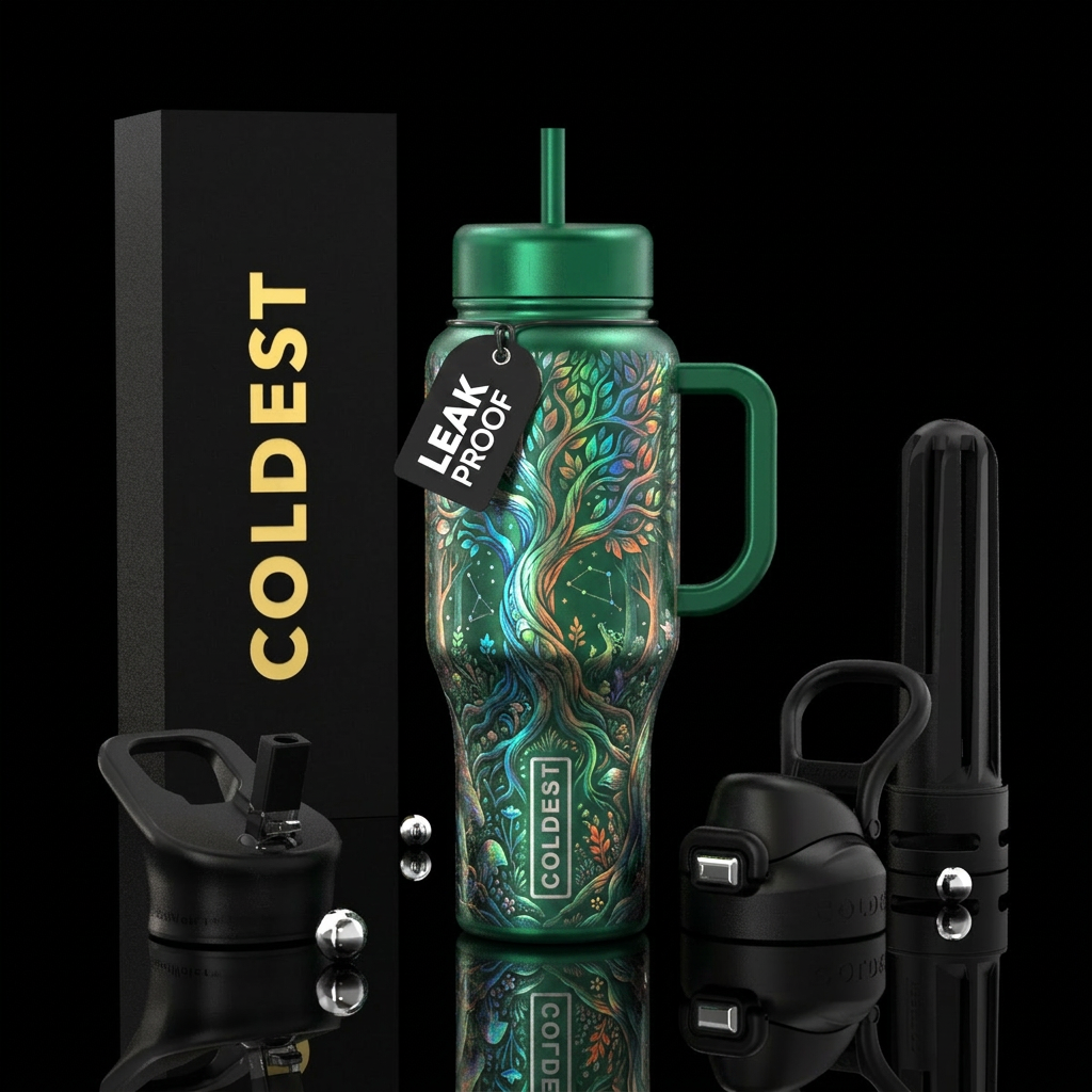 mythical, trees water bottle design