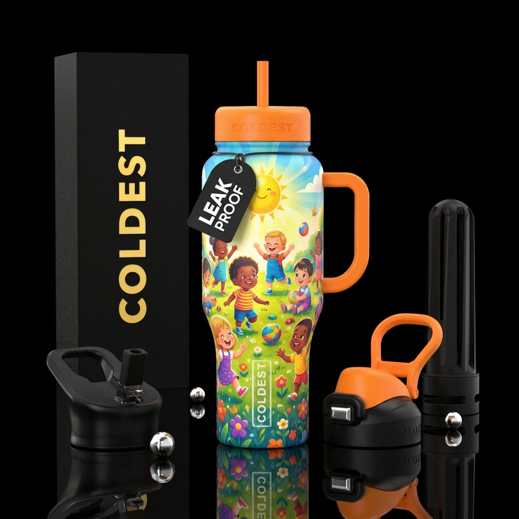 Toddlers of all races playing and having a great t... water bottle design