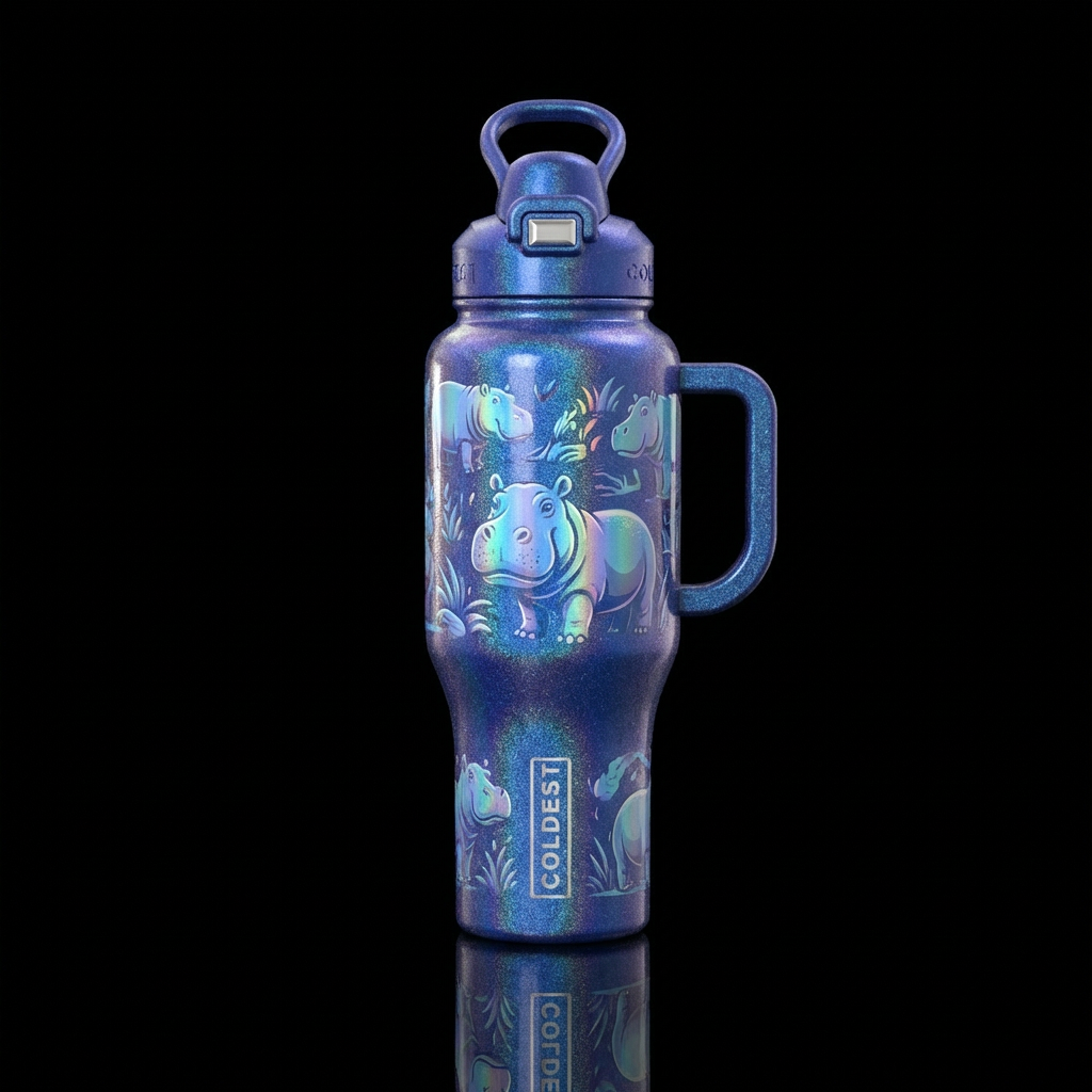 , hippo,, shimmer, , wild water bottle design