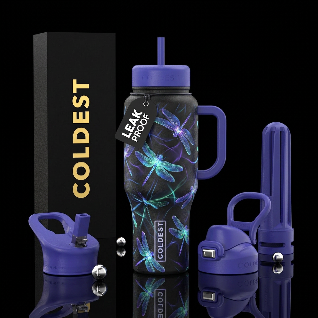 dragonfly glow in the dark cups water bottle design