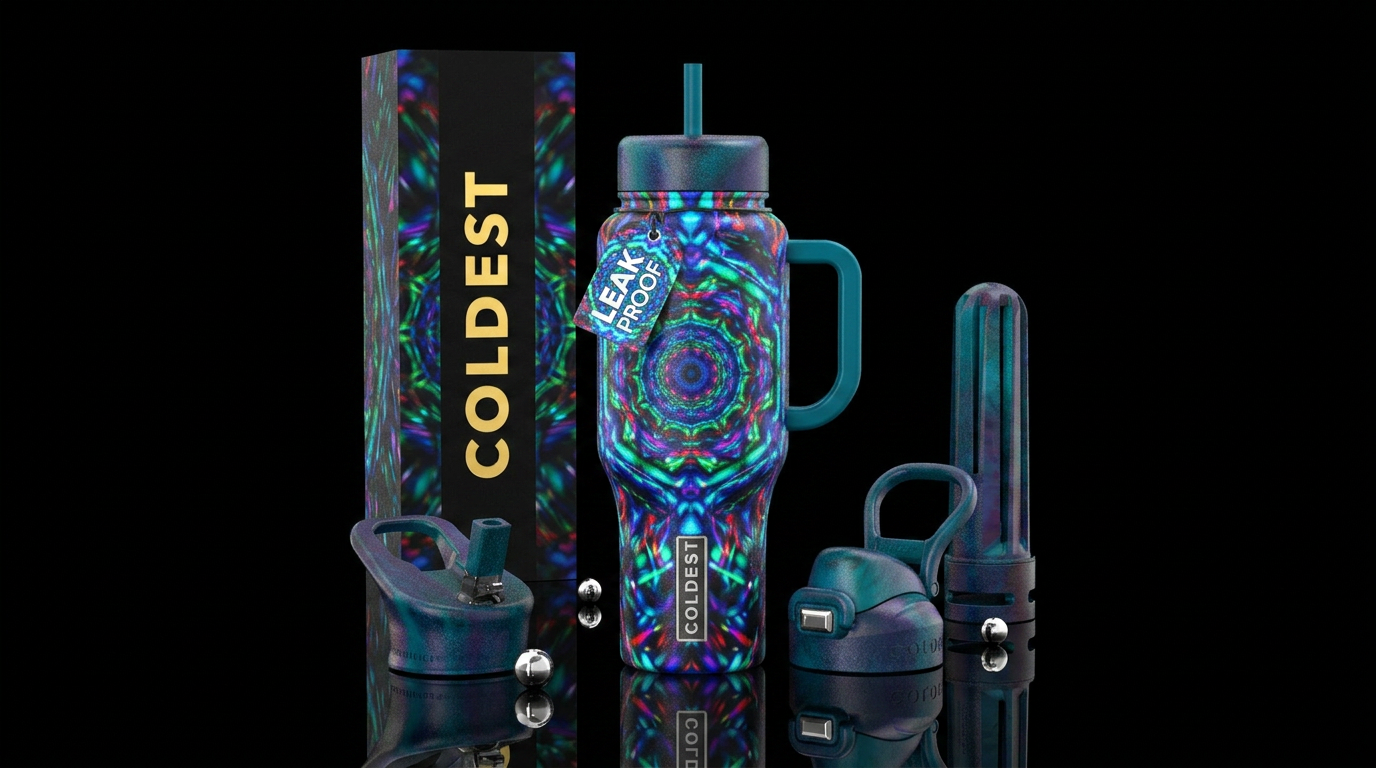 Psychedelic water bottle design