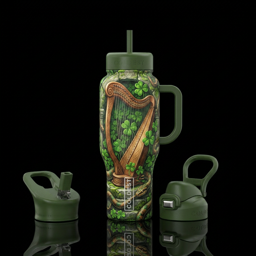 Saint Patricks clovers water bottle design