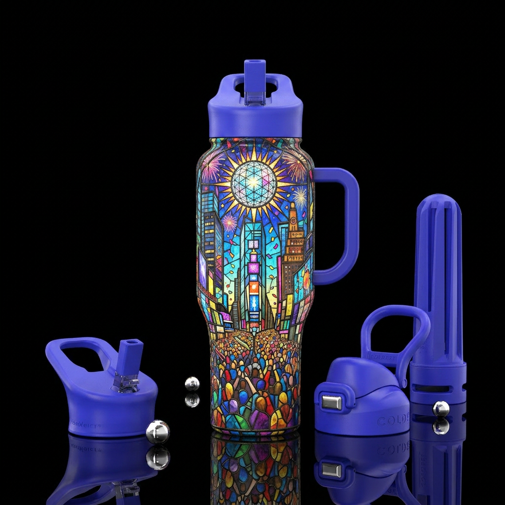 Times Square water bottle design