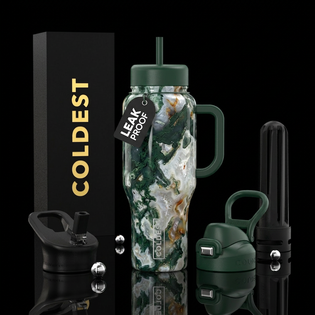 Moss Agate water bottle design