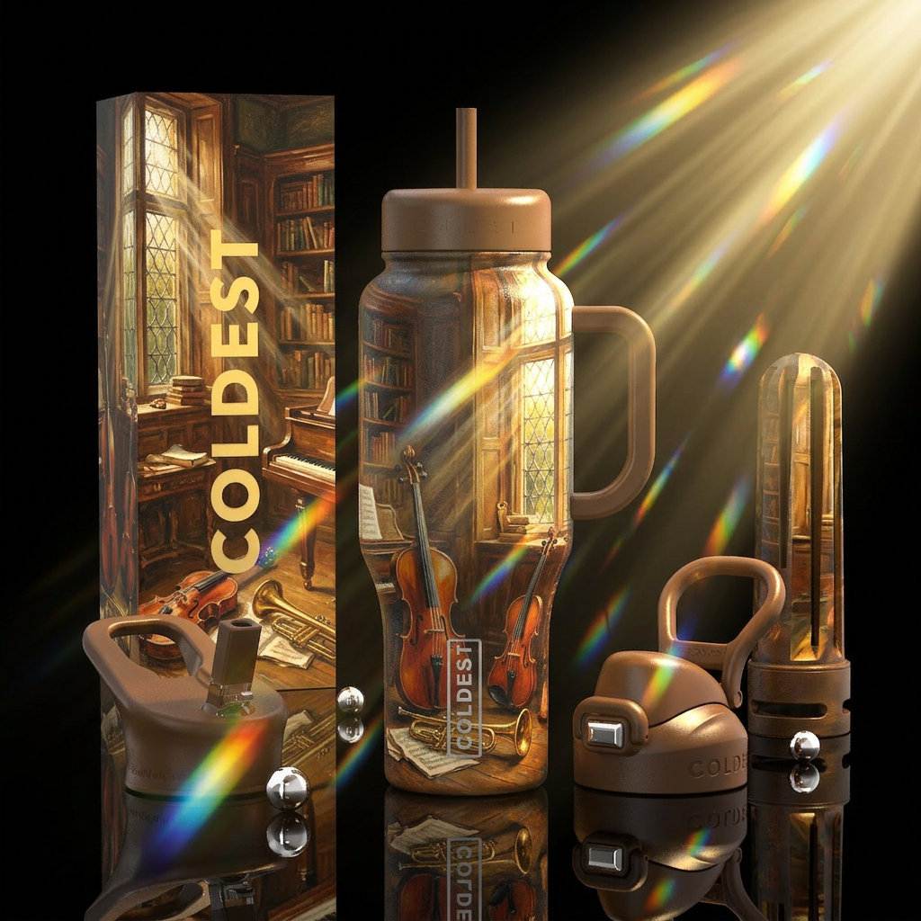 Musical Enlightenment water bottle design
