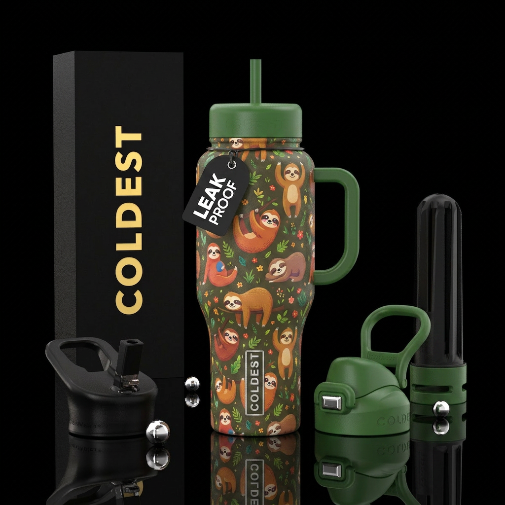 Slothing Around water bottle design