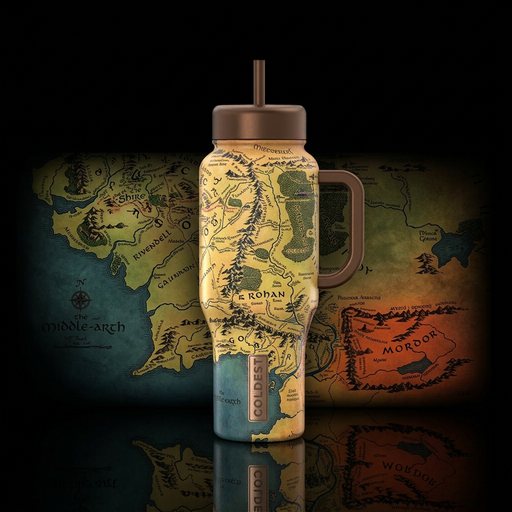 Middle Earth water bottle design