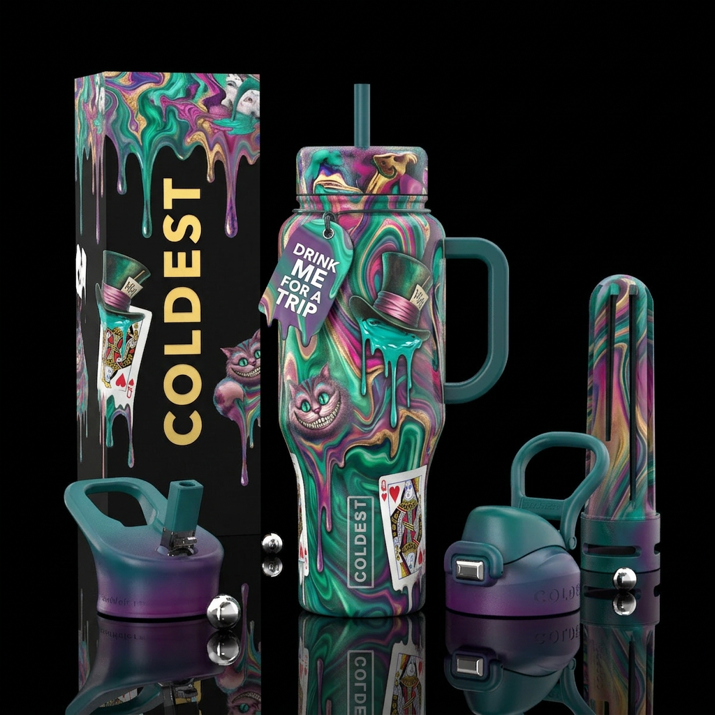 Wonderland water bottle design