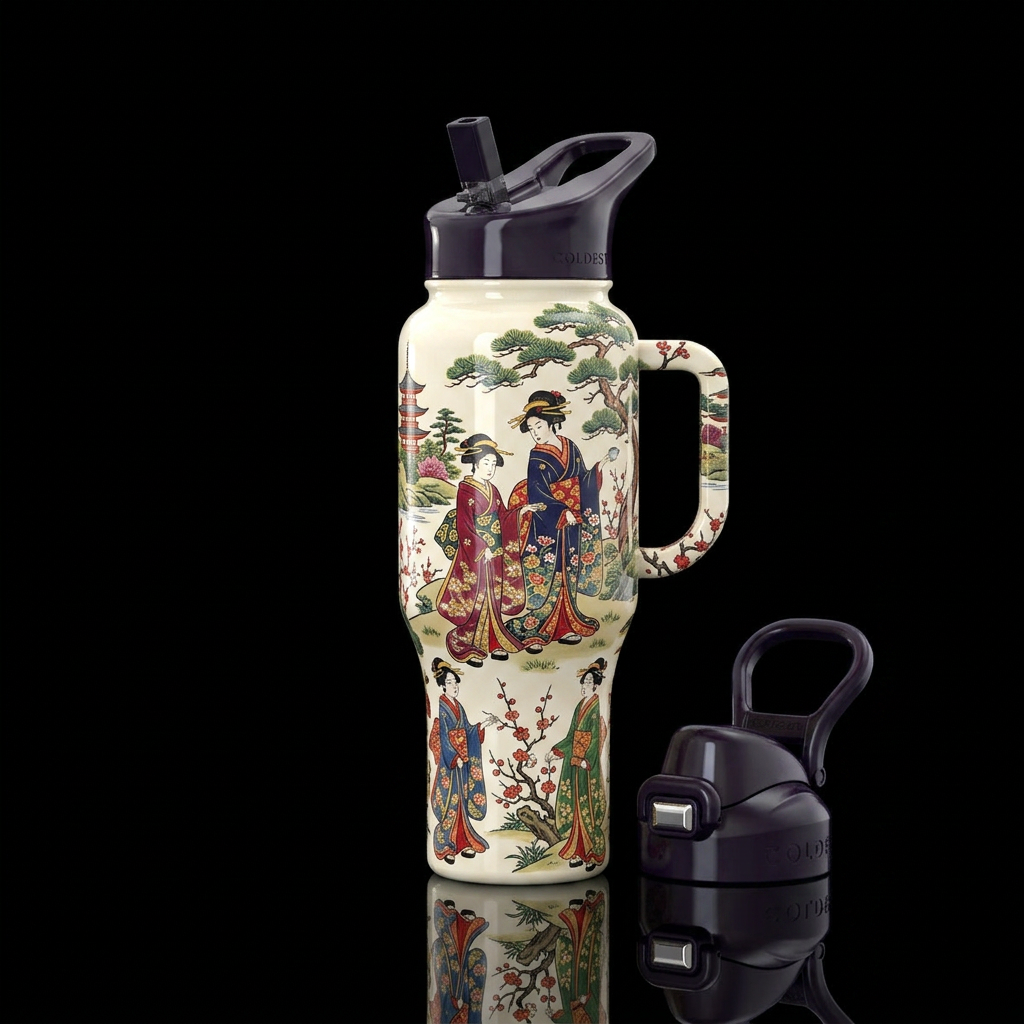 The Geisha's water bottle design