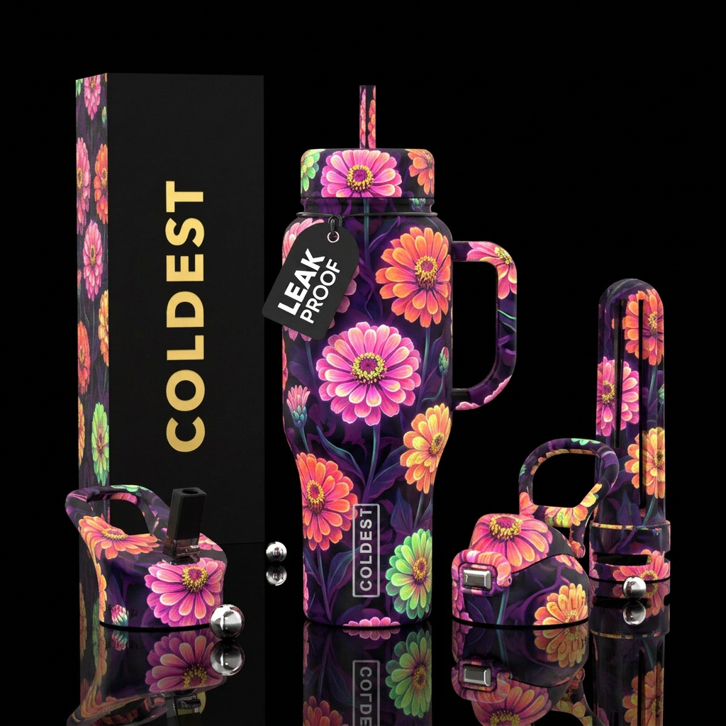 Zinnia gardwn water bottle design