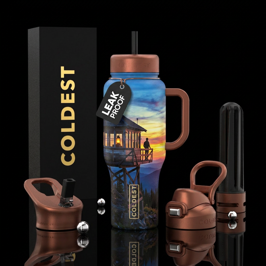Evening fire in the sky water bottle design