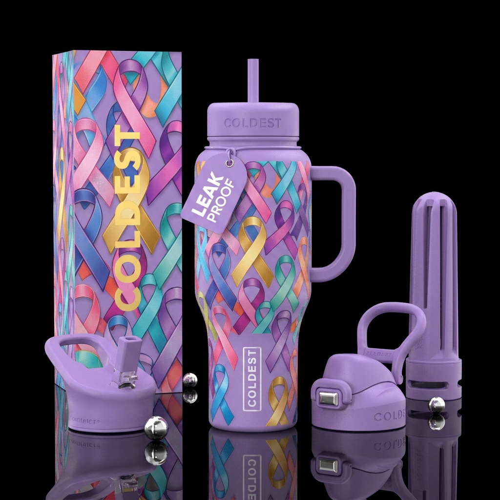 Cancer awareness water bottle design