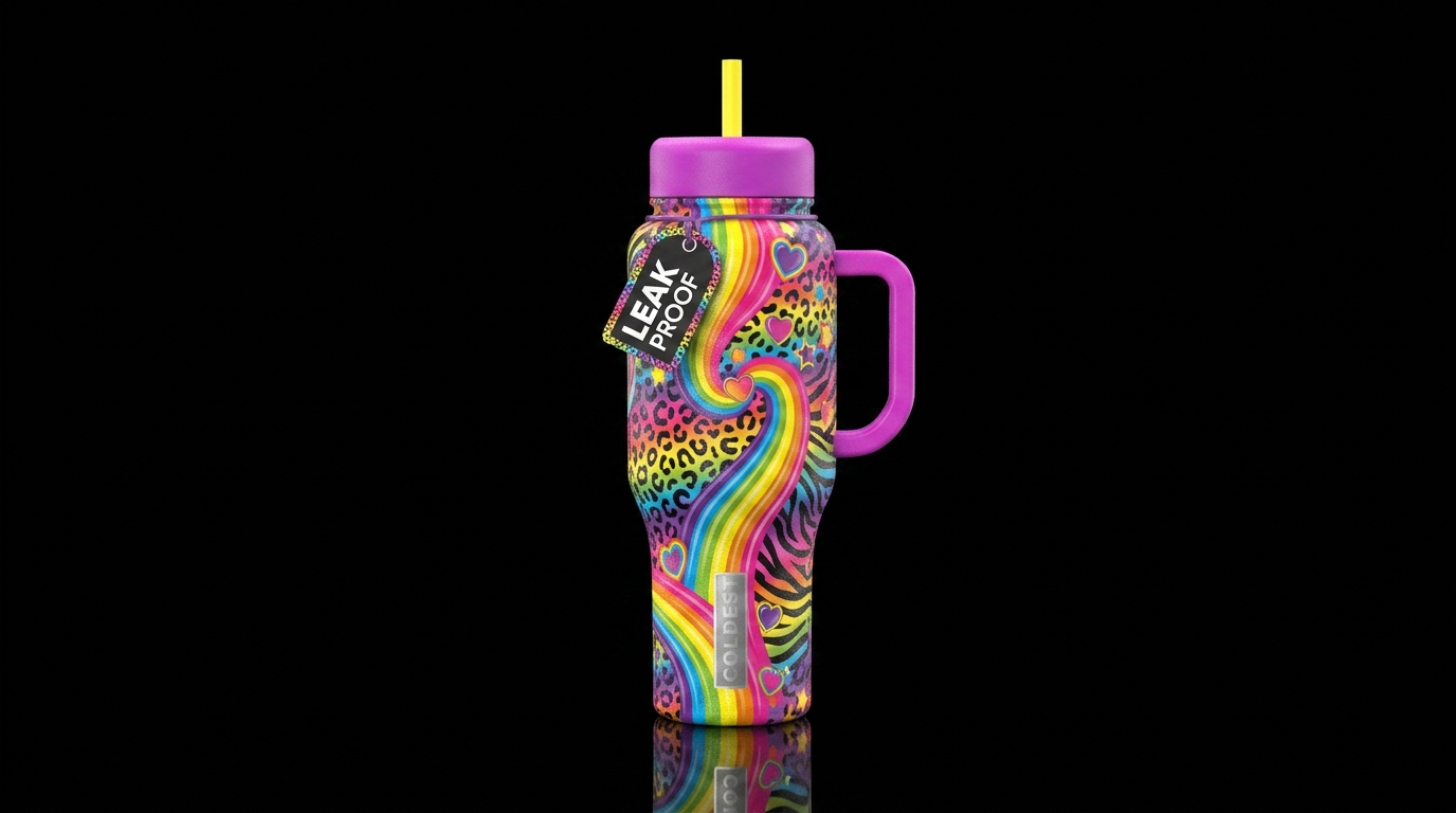 Lisa frank swirl water bottle design