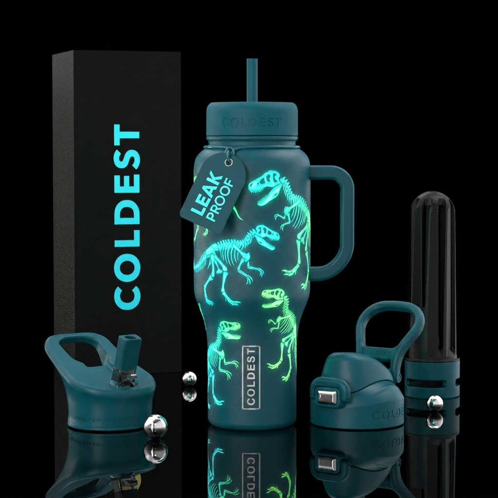 Glowie dinosaur water bottle design