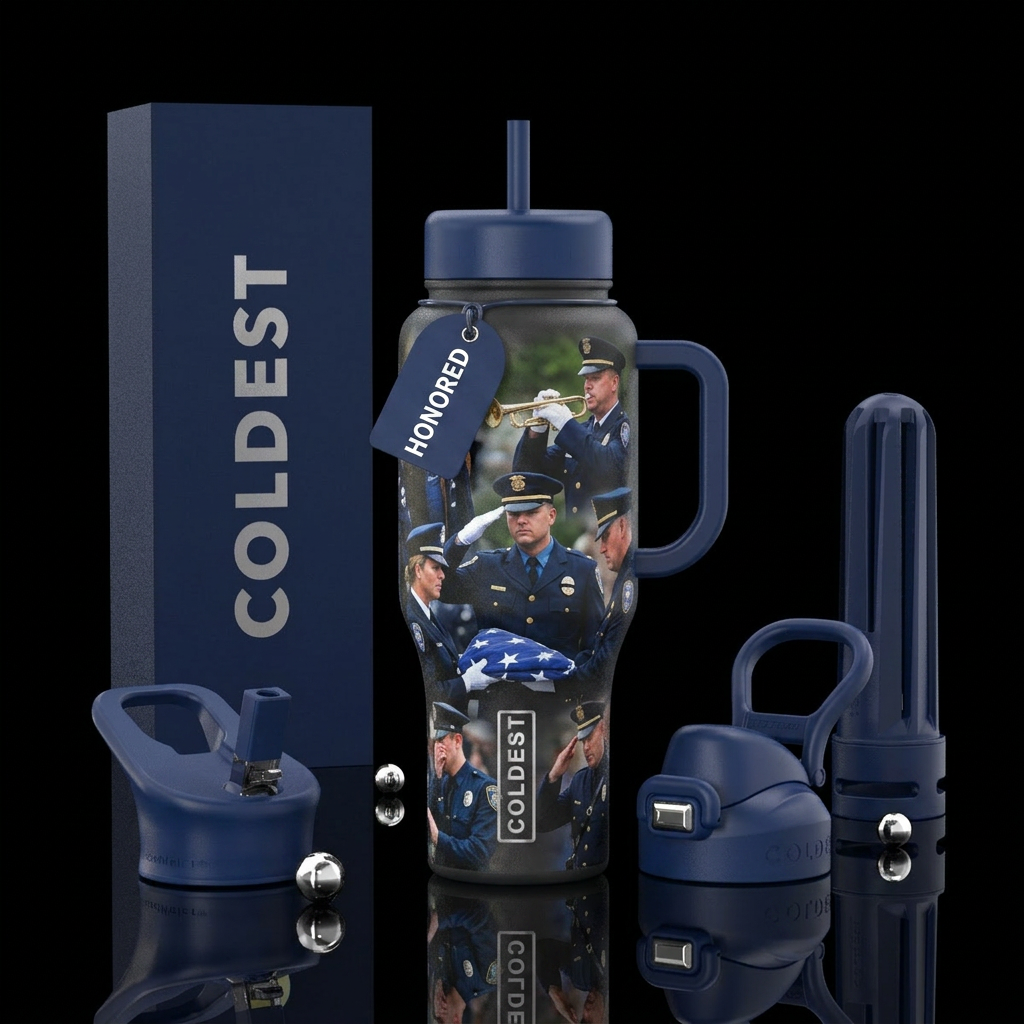 Fallen police officers water bottle design