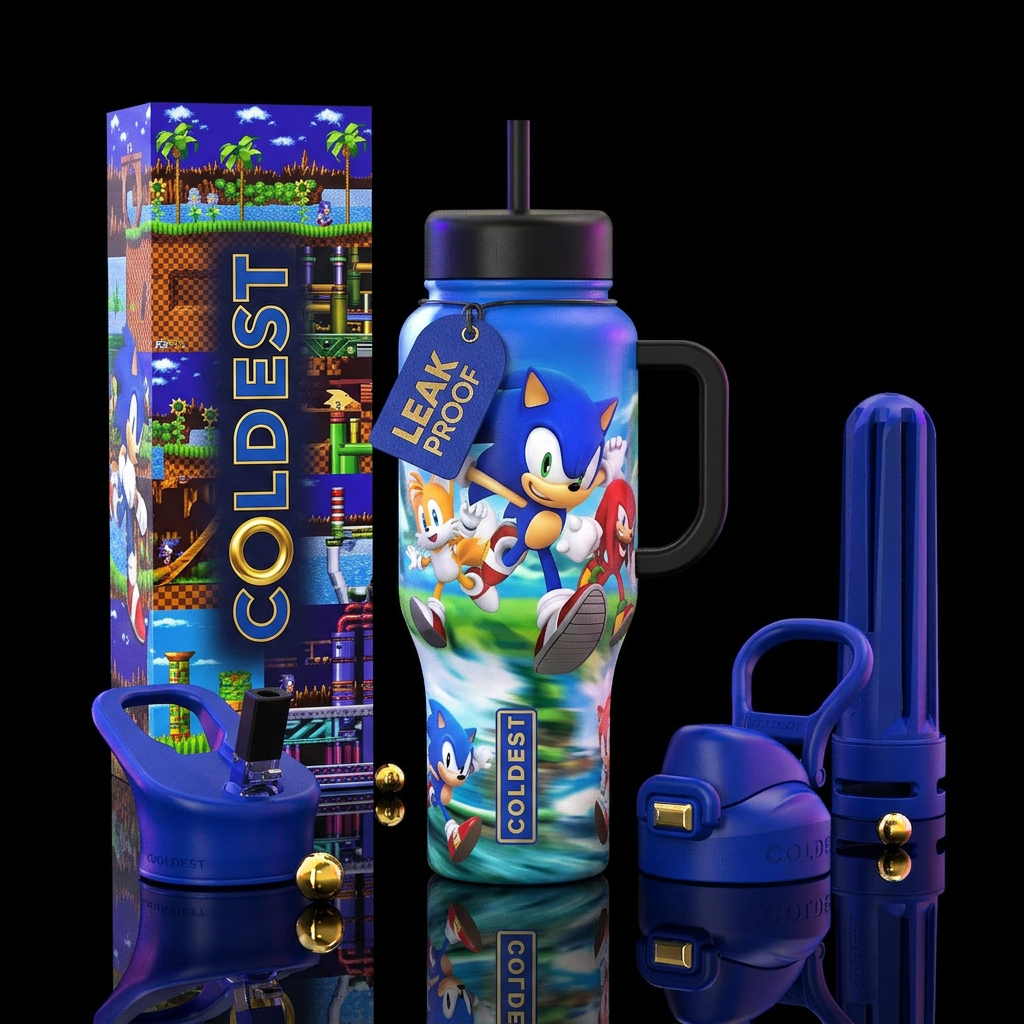 Sonic the Hedgehog water bottle design