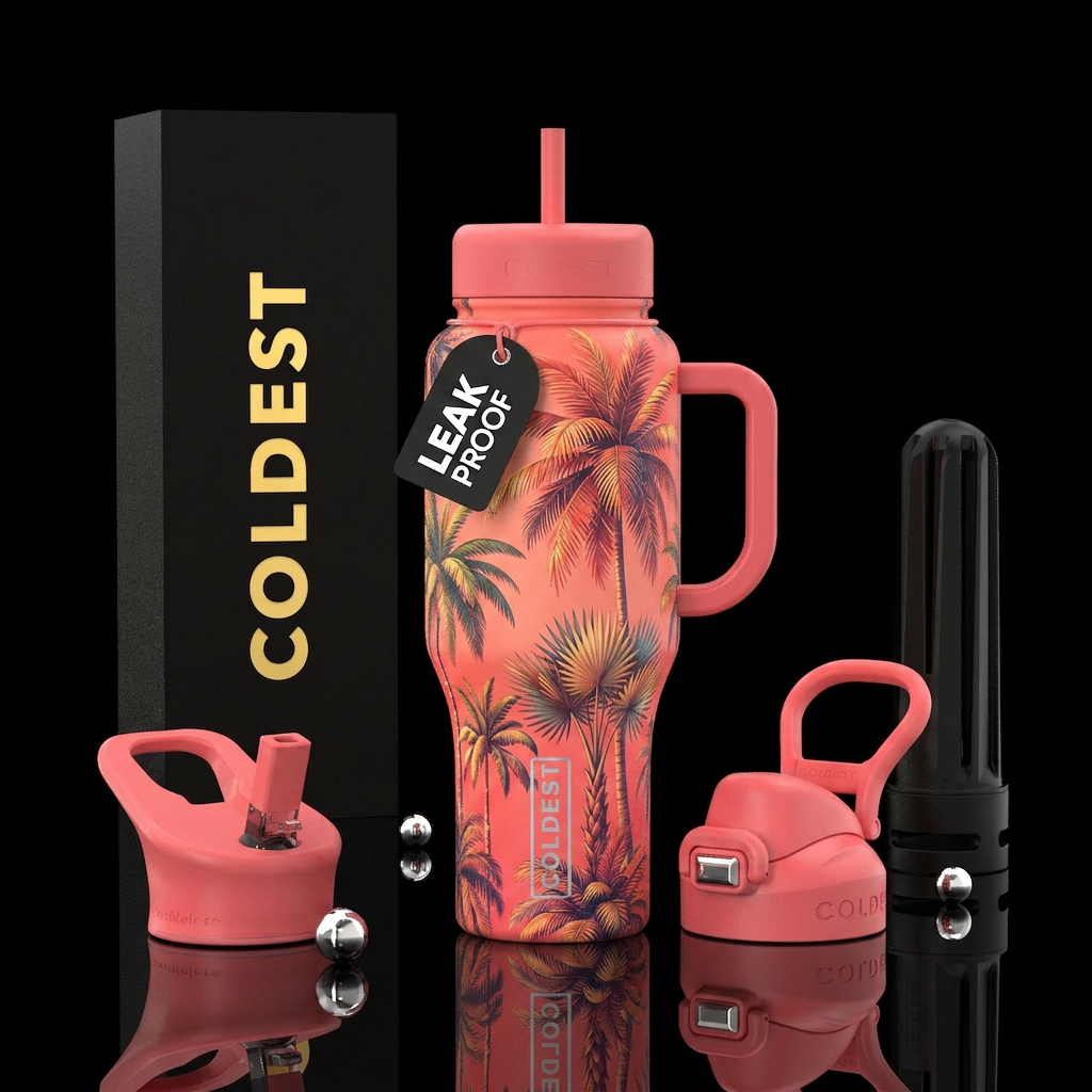Palm tree water bottle design