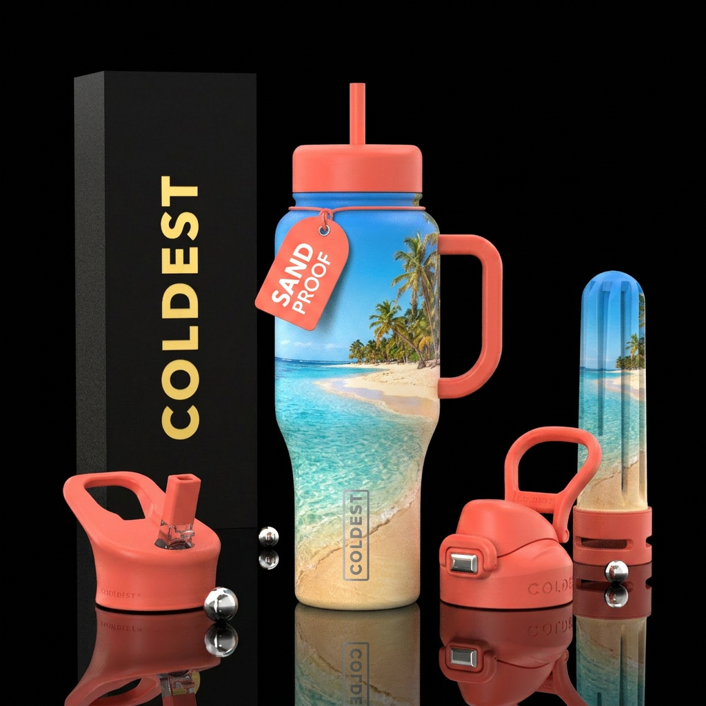 Beach days water bottle design
