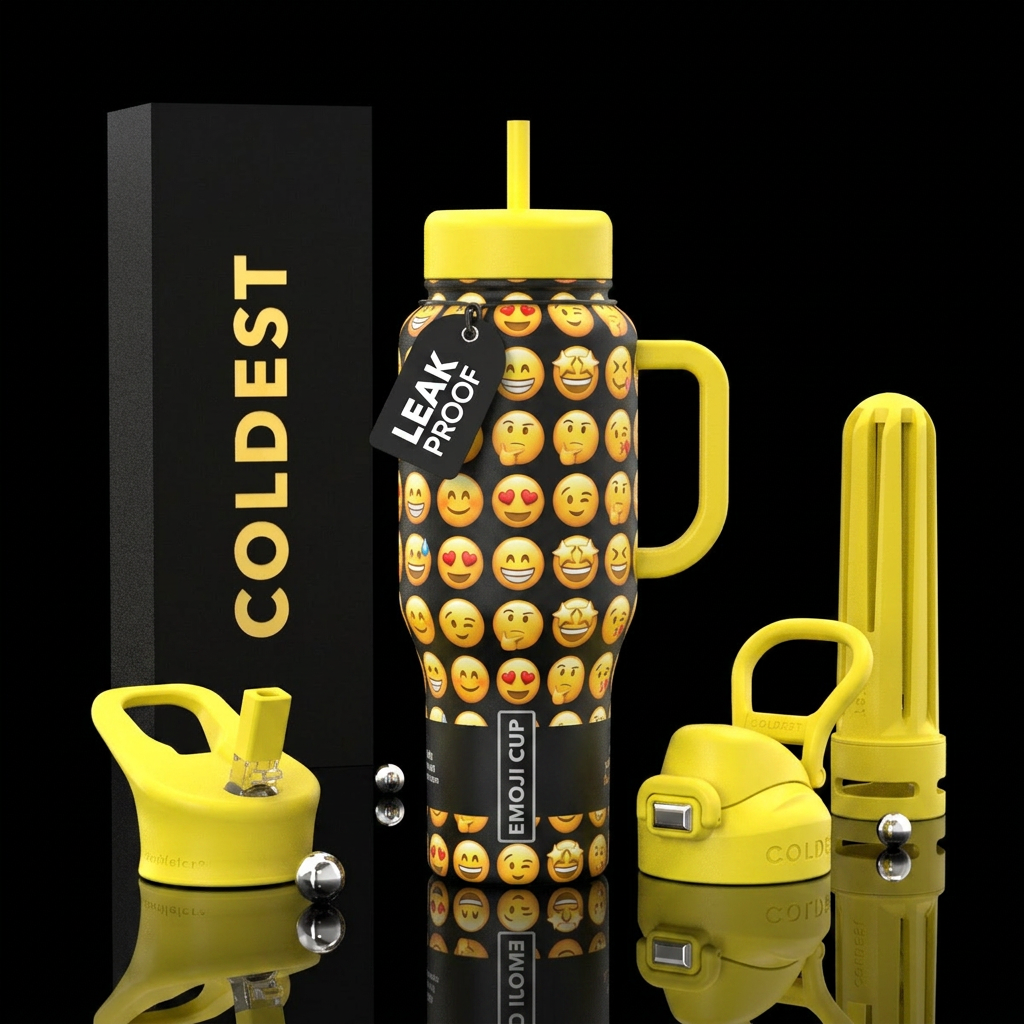 Emoji cup water bottle design