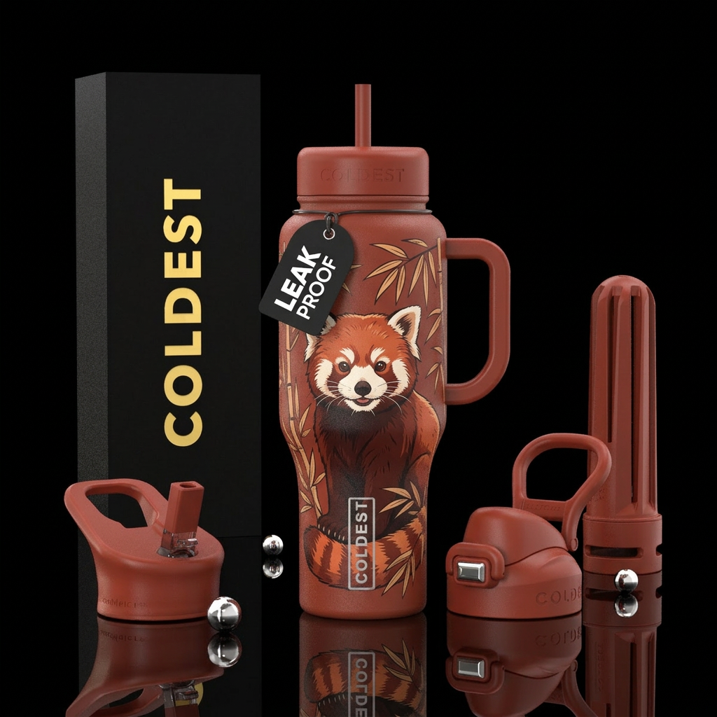 The red panda water bottle design