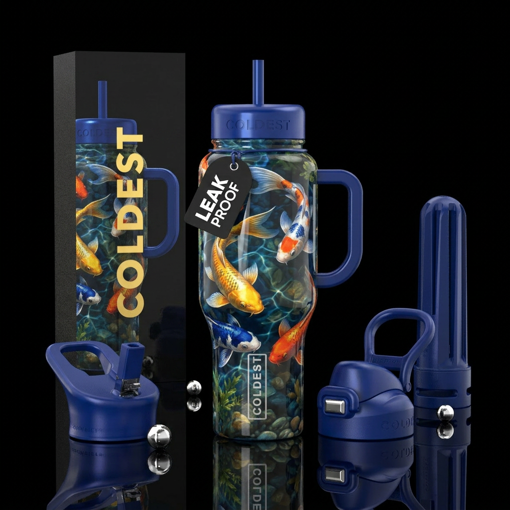 Butterfly Koi pond water bottle design