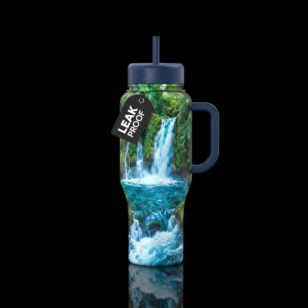 Waterfall water bottle design
