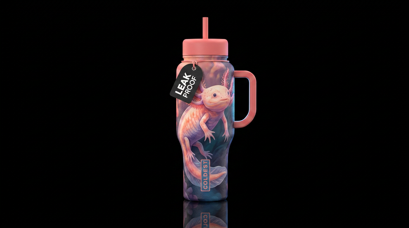 Axolotl water bottle design