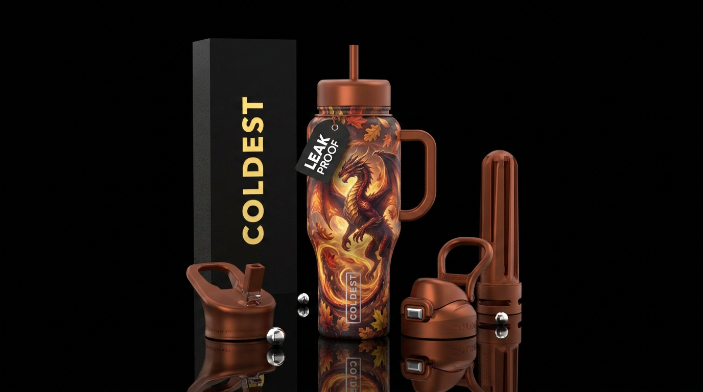 autumn, dragon, magical water bottle design