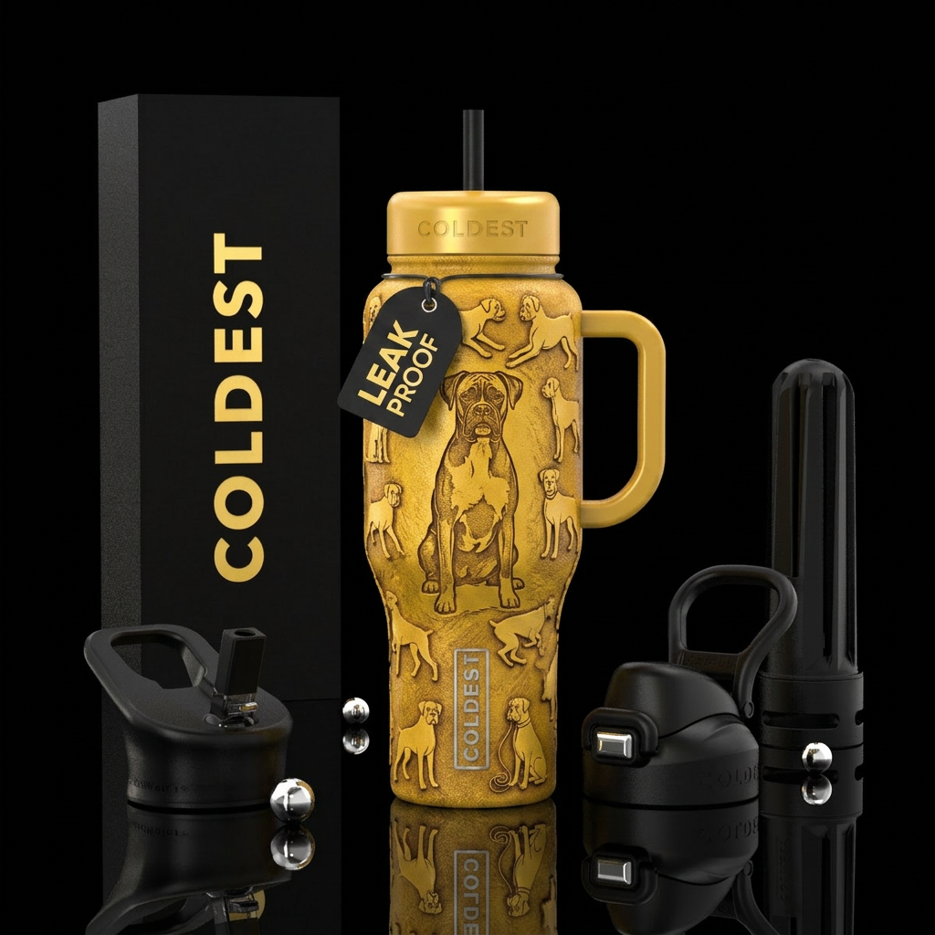 Yellow textured background with shaped dogs shadow... water bottle design