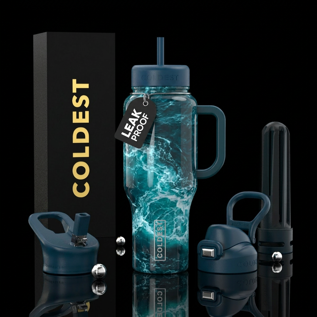 Ocean waves, realism water bottle design